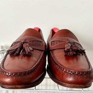 Allen Edmonds Maxfield Brown Woven Leather Slip On Comfort Tassel Loafers 10D